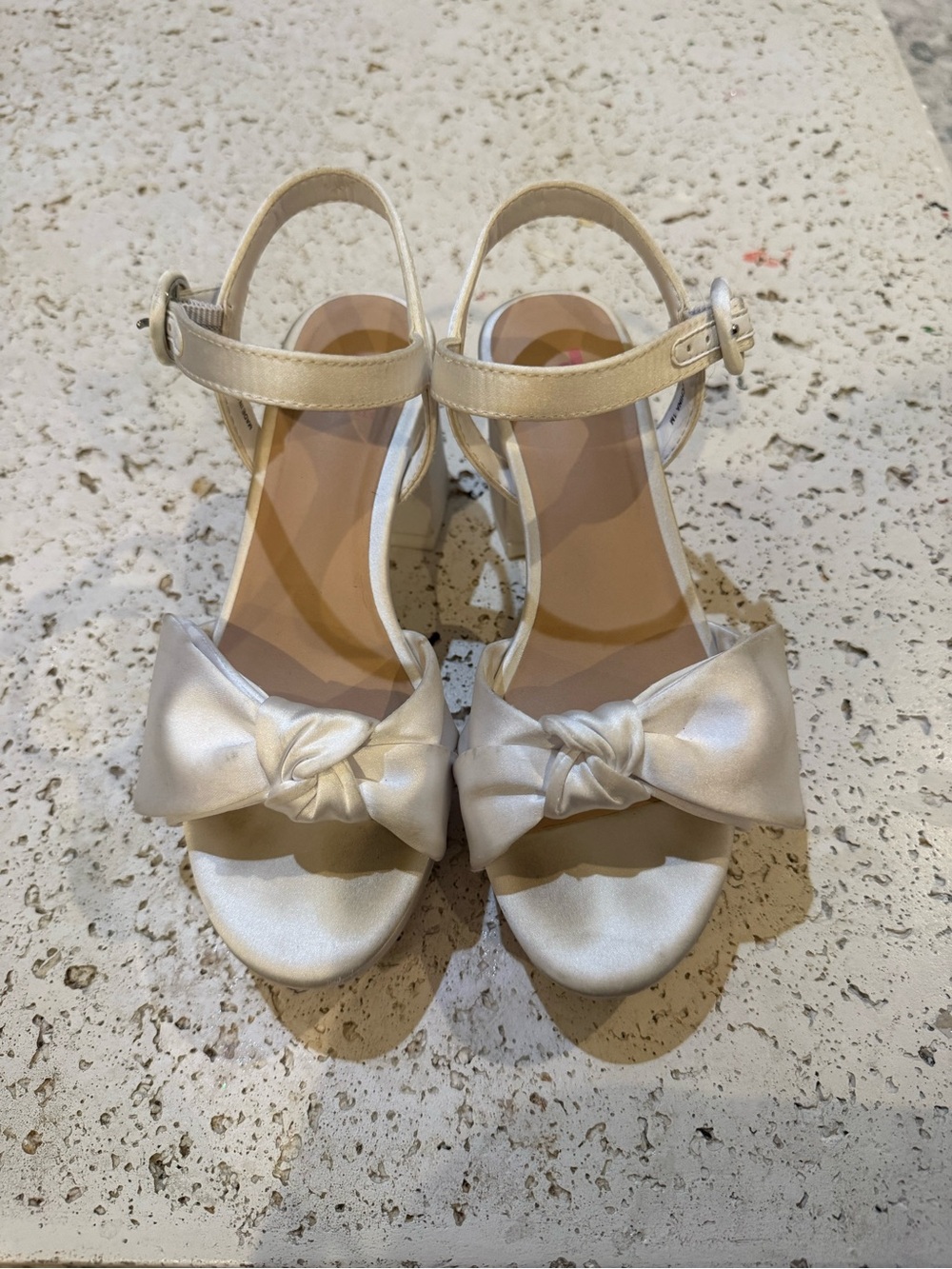 GB girls Ivory Knot Bow Ankle-Strap Dress Sandals